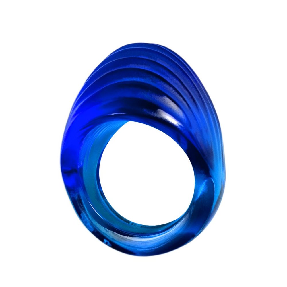 Vintage Lalique Cap-Ferrat Blue Crystal Nerita Ring, Size 8 US